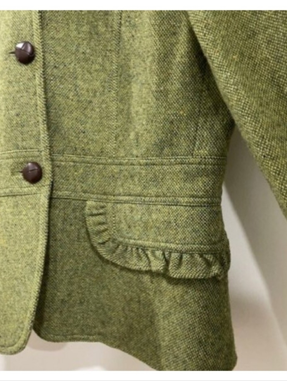💚 J. Crew Tweed Wool Ruffle Collar Jacket - Picture 4 of 7